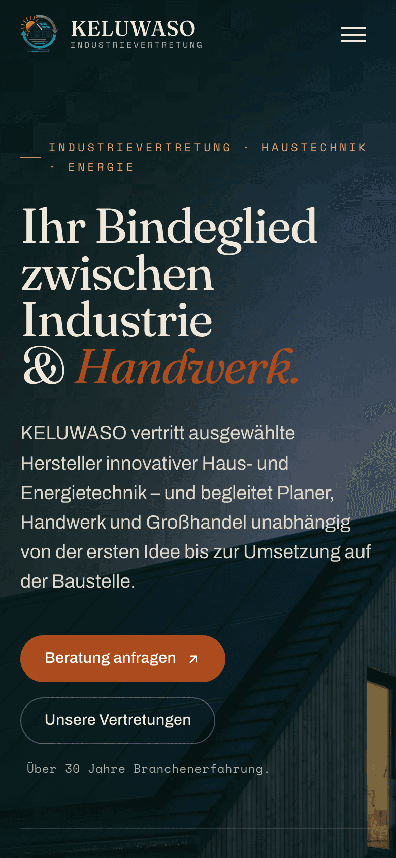 Webseite für KELUWASO – mobile Ansicht