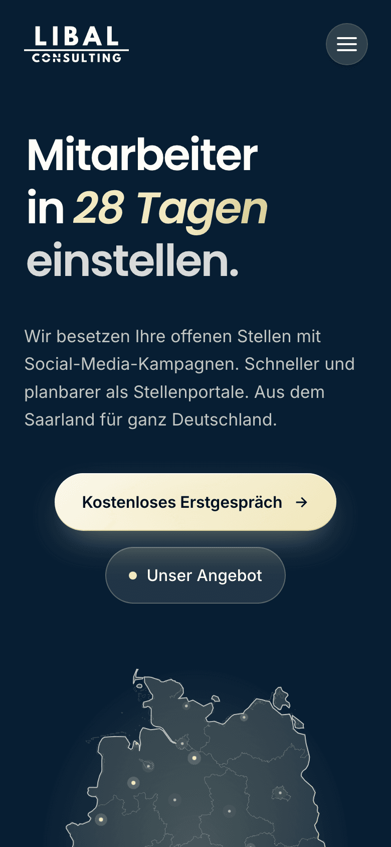 Webseite für Libal Consulting – mobile Ansicht