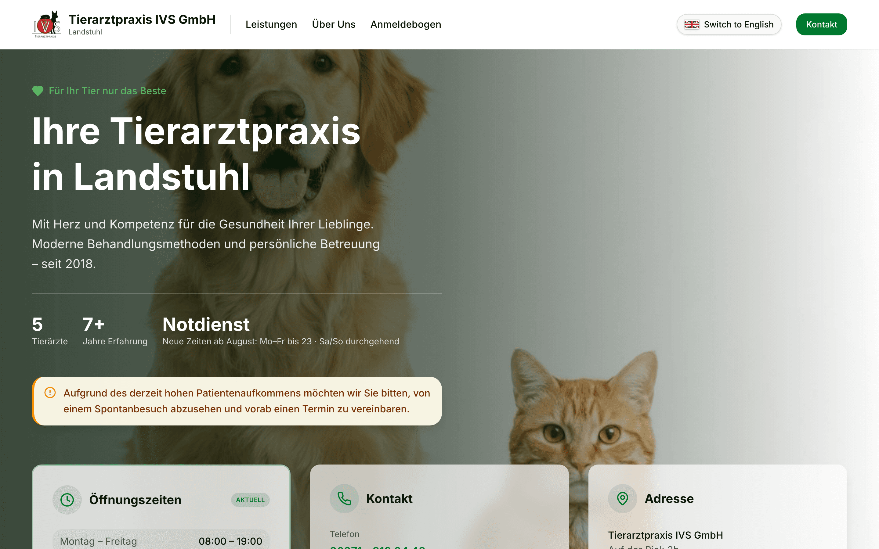 Webseite für Tierarztpraxis IVS